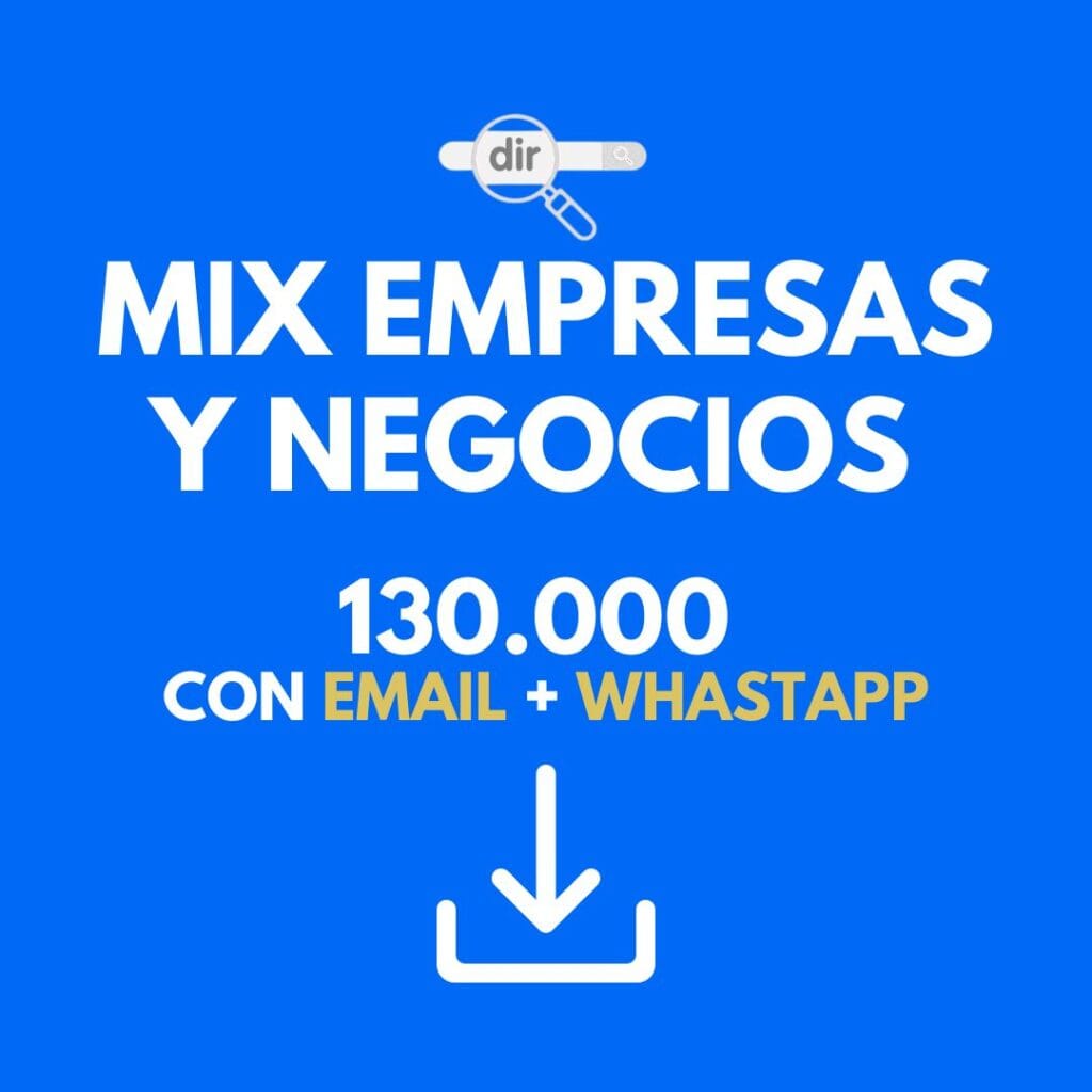 Base 130.000 Empresas con WhatsApp y Email: mix de rubros en Argentina