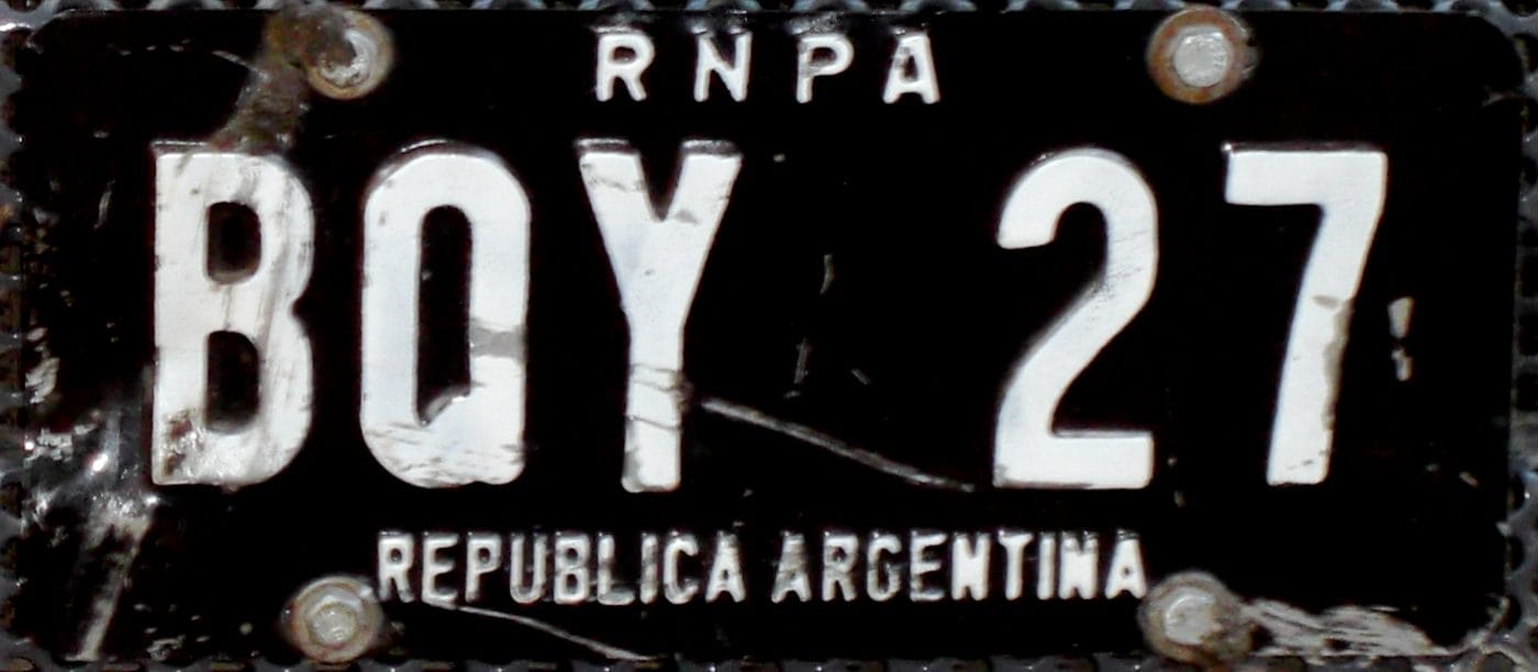 Patente argentina antigua del Registro Nacional de la Patente Automotor