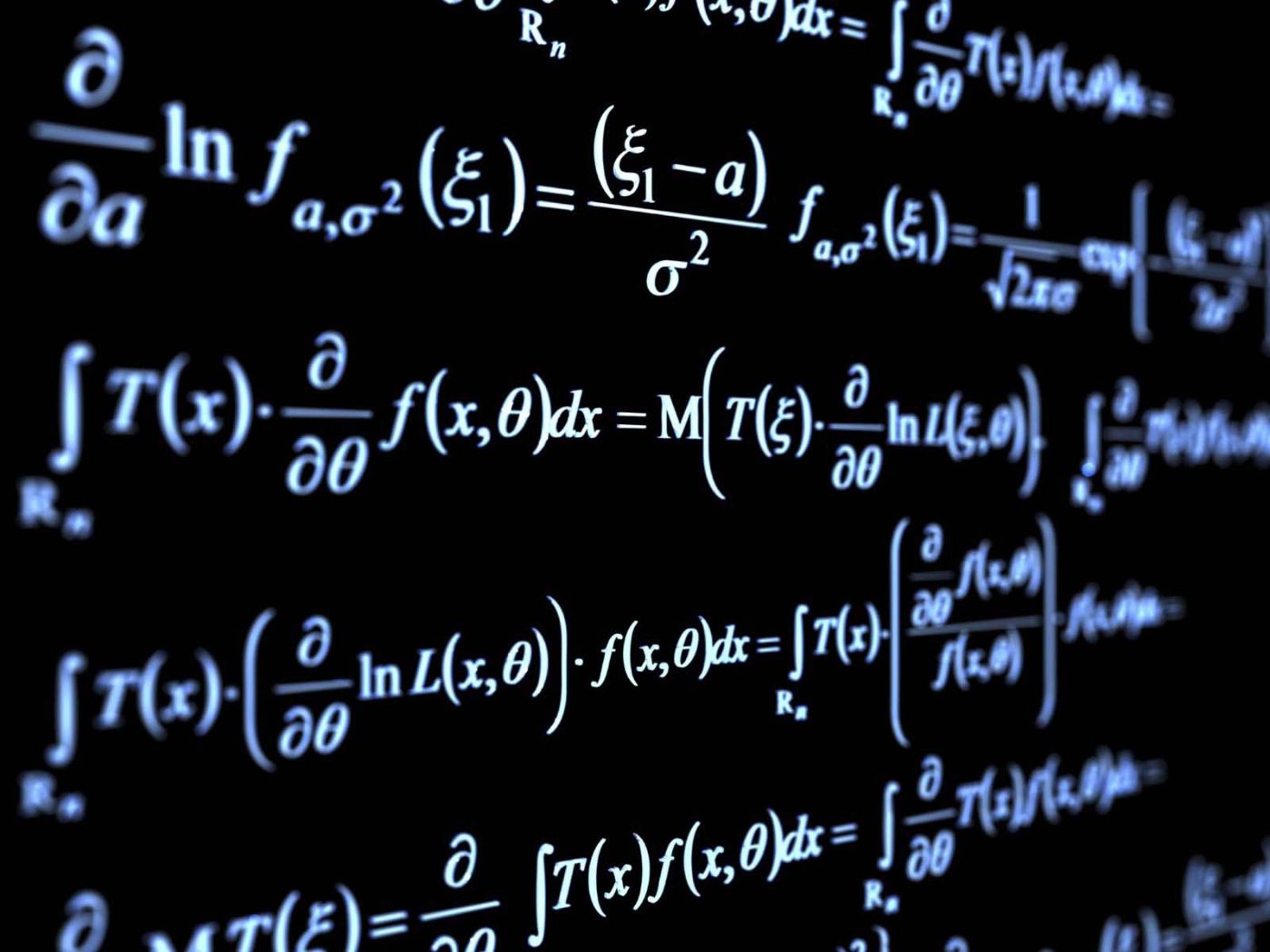 Pizarrón con fórmulas de matemática y estadística