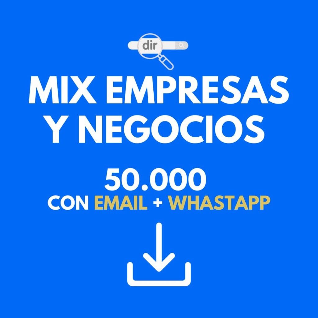Base 50.000 Empresas con WhatsApp y Email: mix de rubros en Argentina